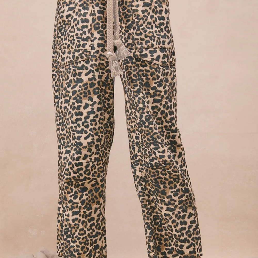 BiBi Leopard Print Pants - Black and Tan